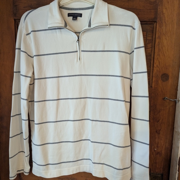Banana Republic White and Gray Striped Sweatshirt - Picture 1 of 10